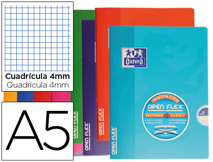 Libreta escolar Oxford Openflex A5 48h 90g/m² c/4mm. tapa flexible colores surtidos